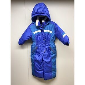 Vtg Weather Tamer Skiwear Ski Suit Jumpsuit Snowboard Snowmobile Size 4 Blue